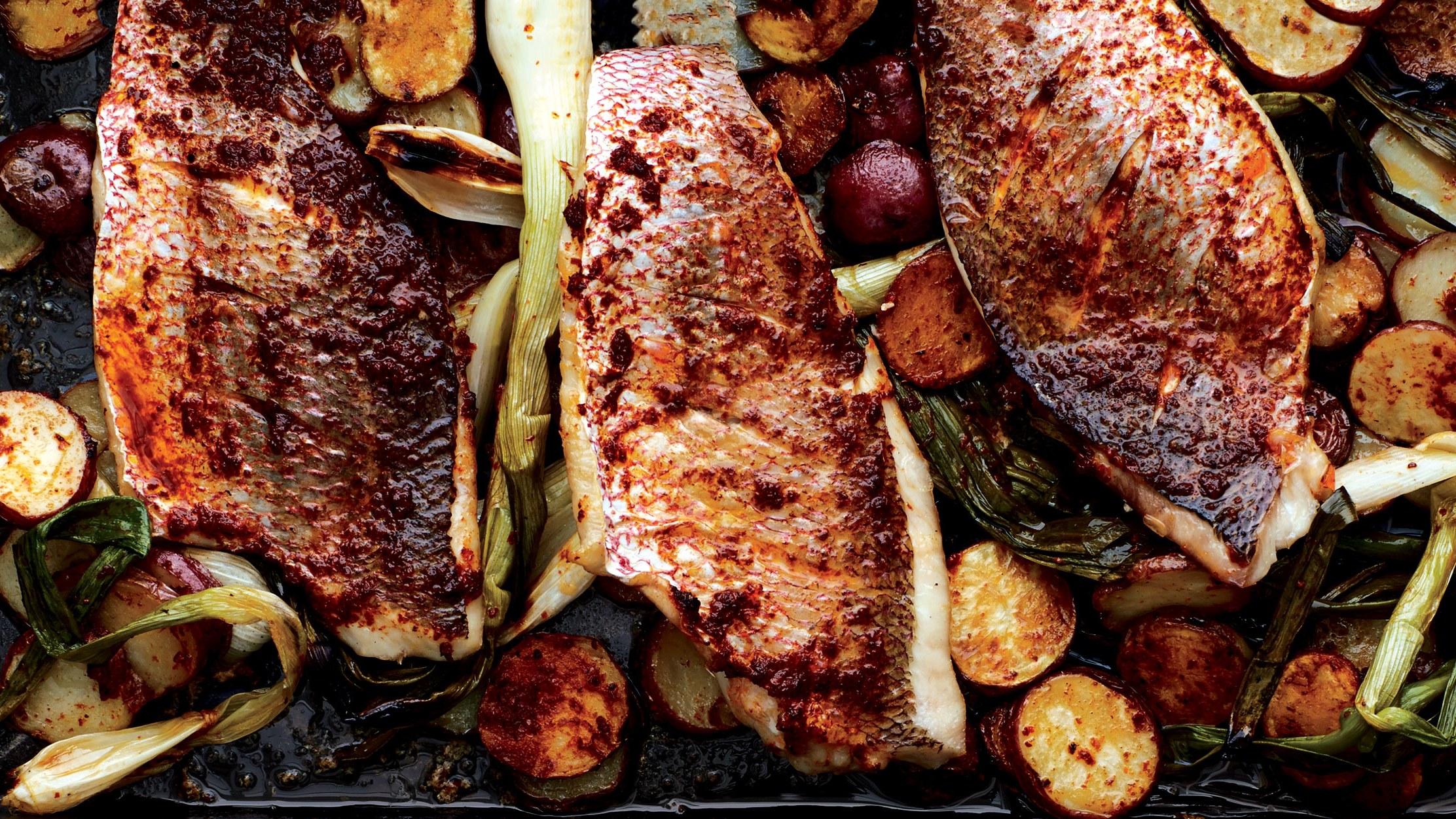 Mat 52 baked-snapper-with-harissa-new-potatoes-and-spring-onions